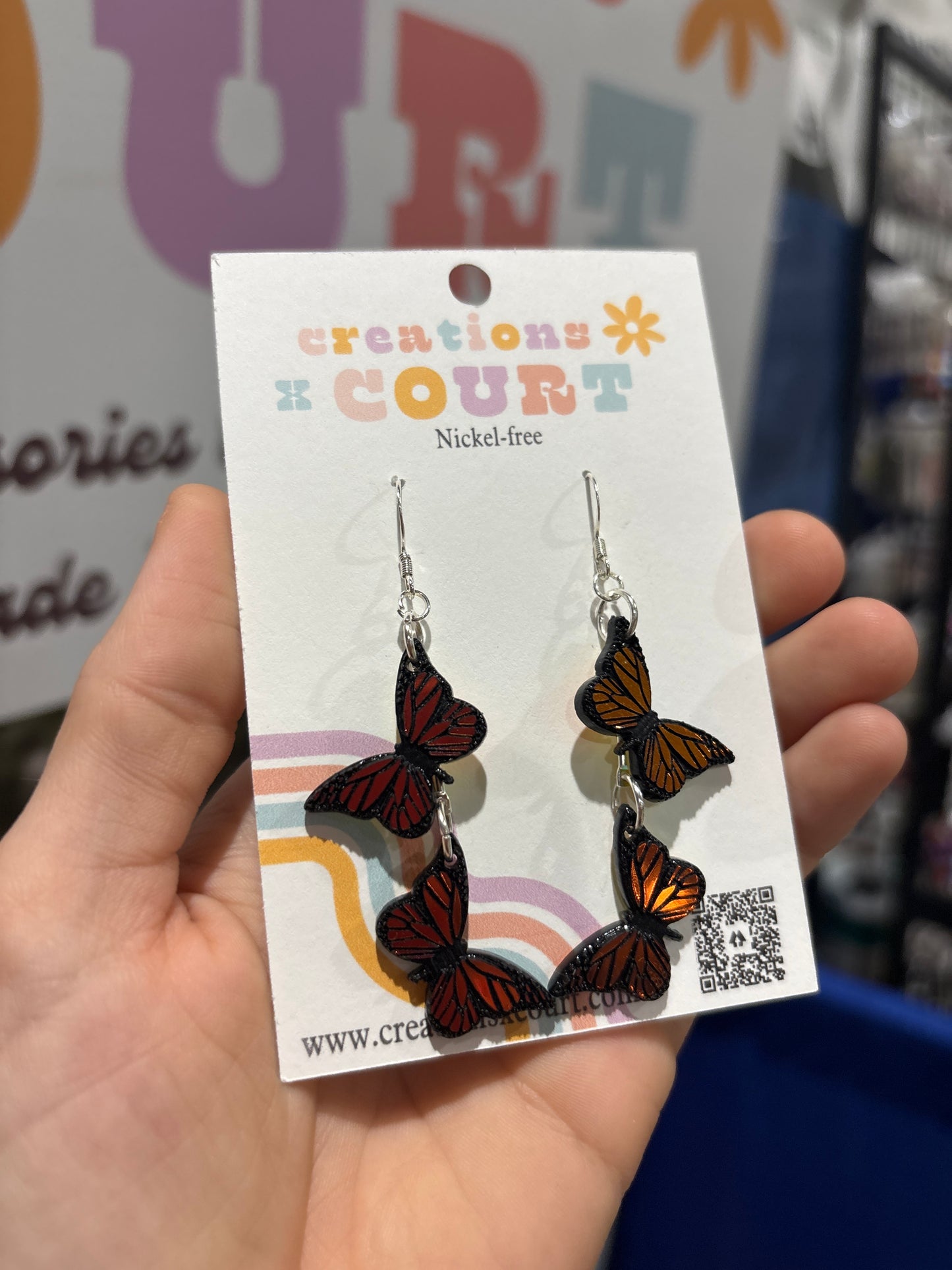 Iridescent Butterfly Dangles and Studs