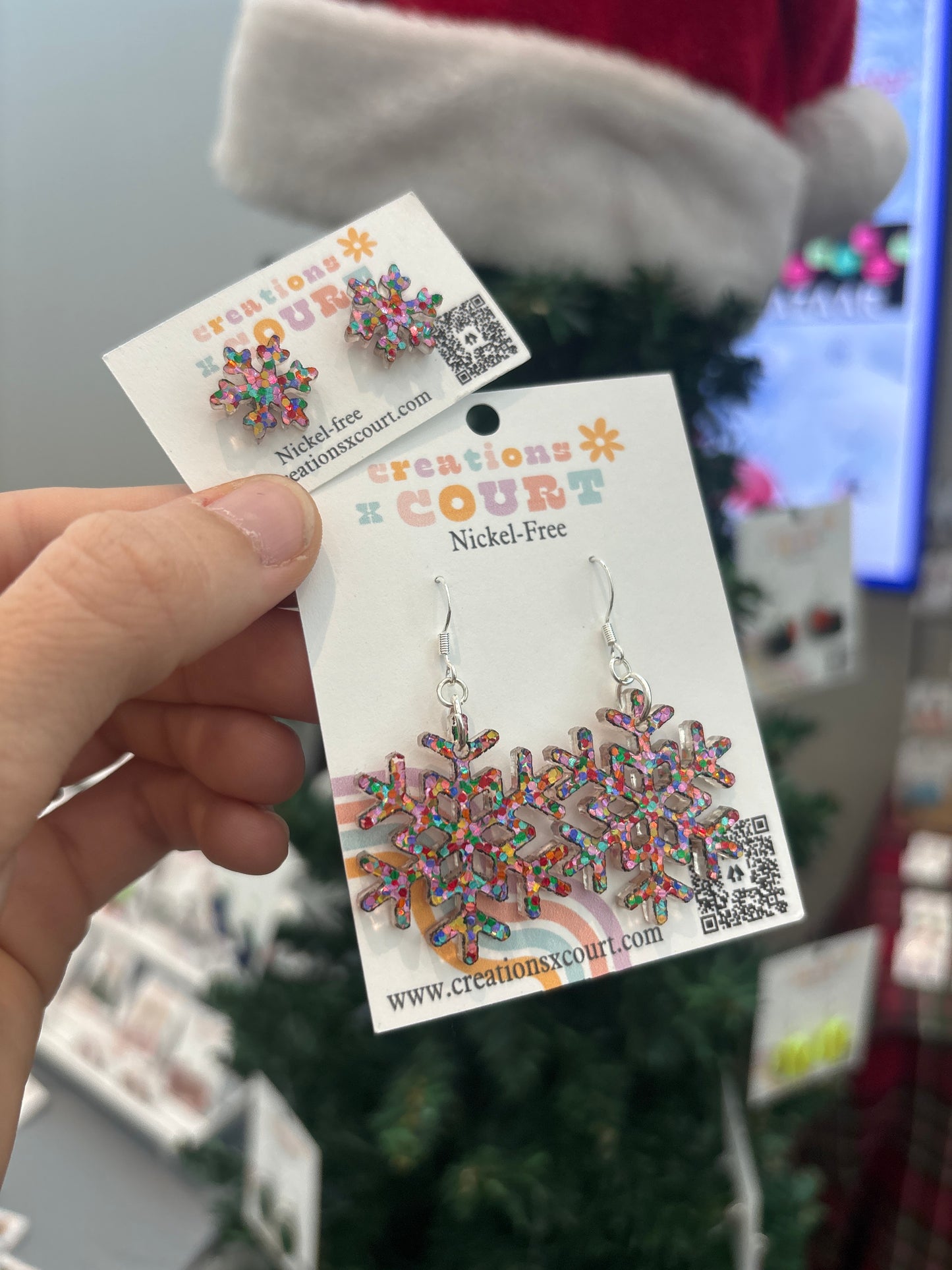 Snowflake dangles and studs