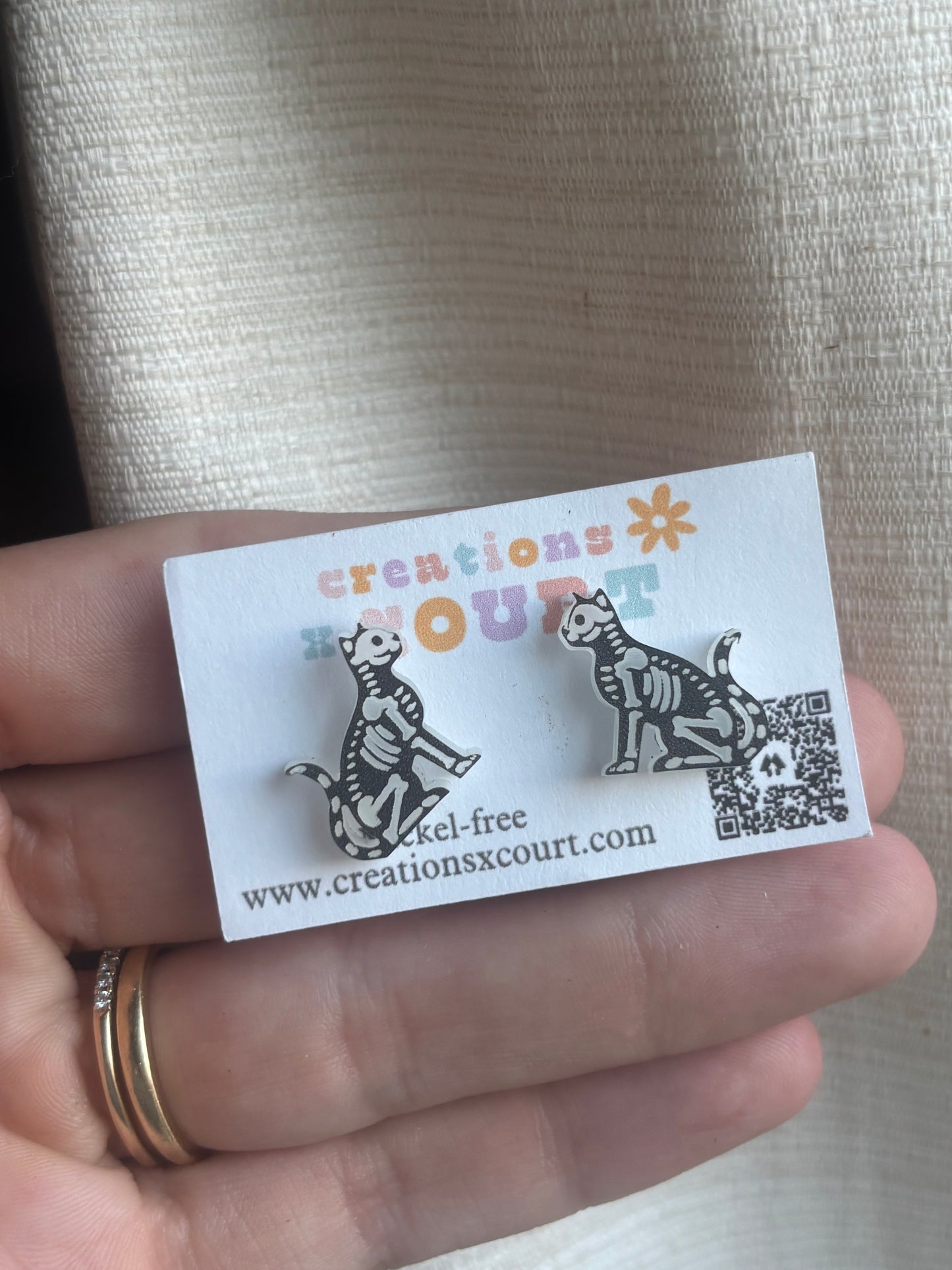 Skeleton Cat Studs