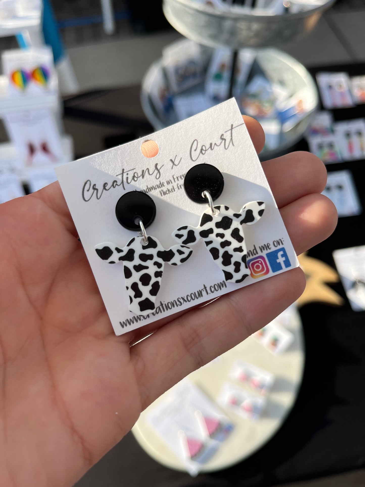 Cow Print Dangles