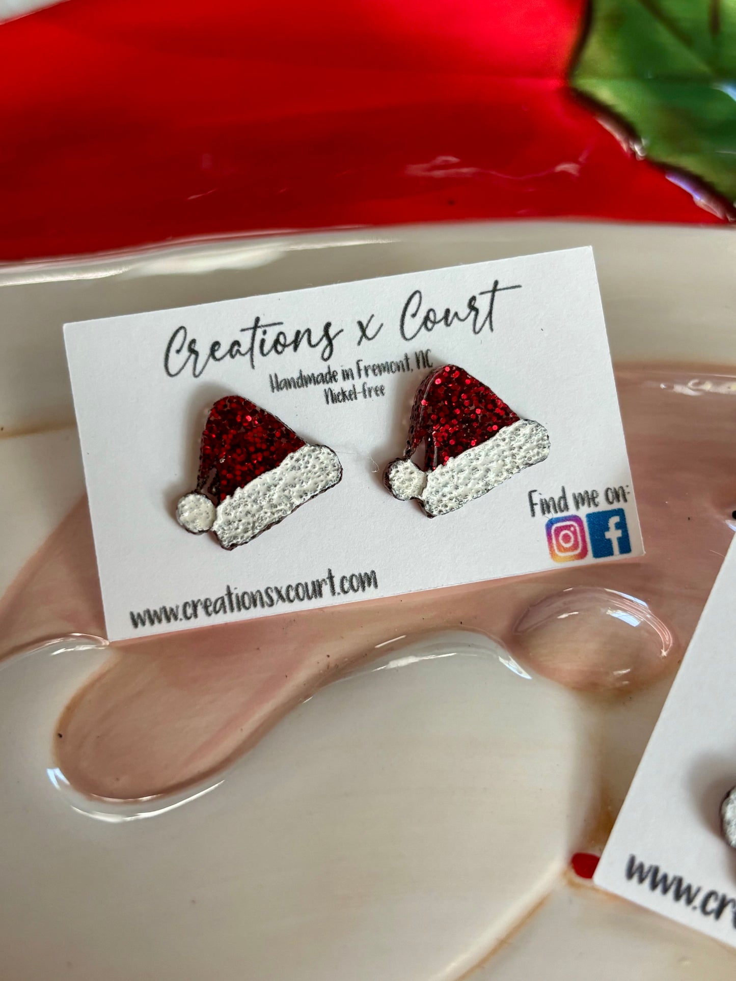 Santa Hat Dangles and Studs