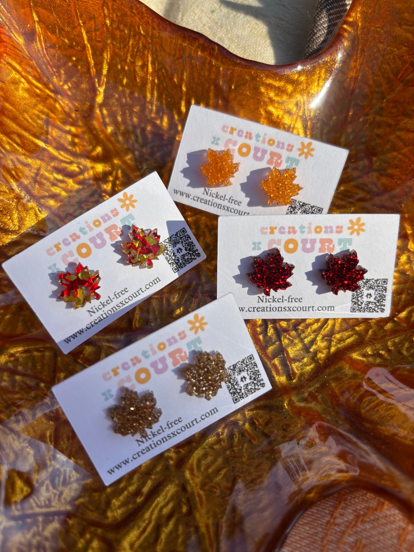 Maple Leaf Dangles and Studs