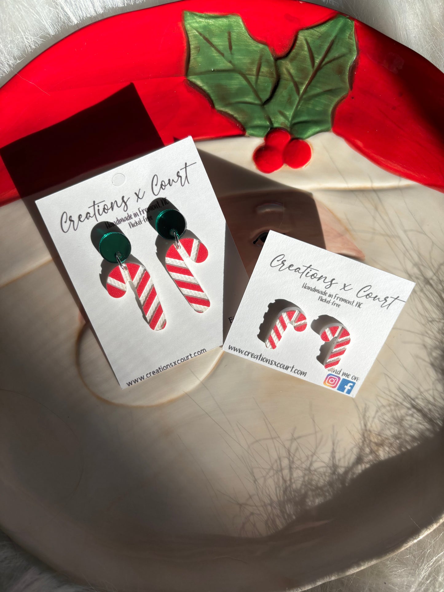 Candy Cane Dangles and Studs