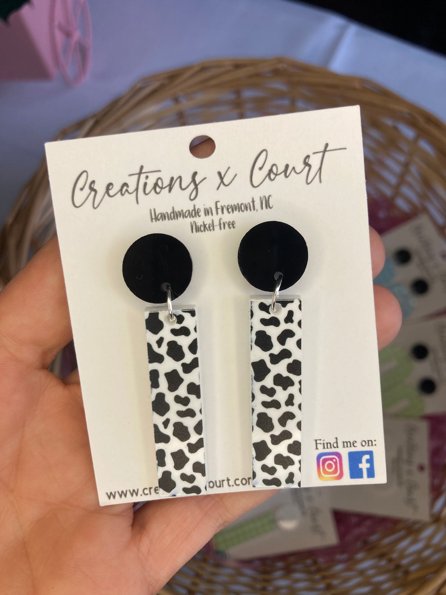 Cow Print Dangles