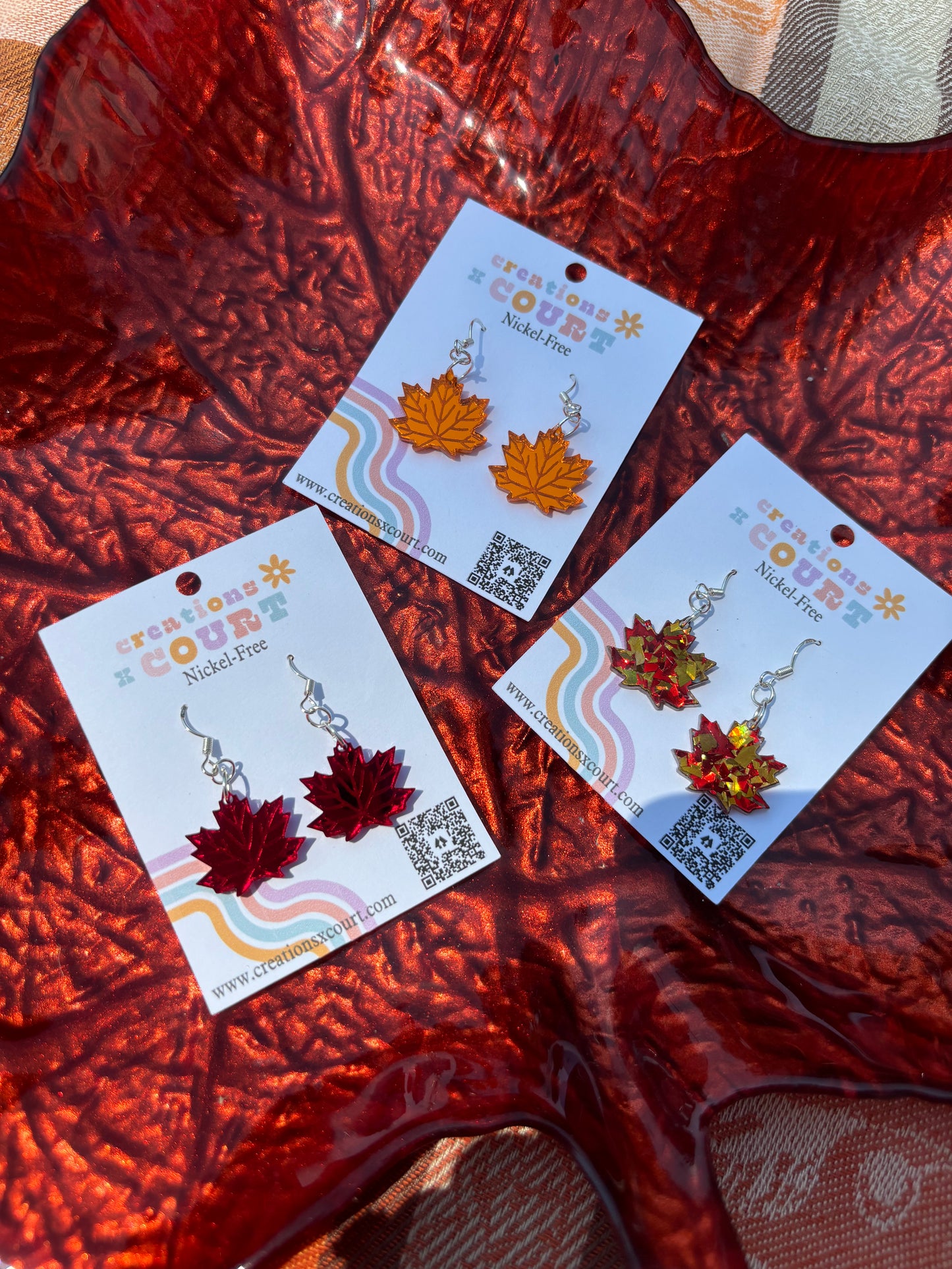 Maple Leaf Dangles and Studs