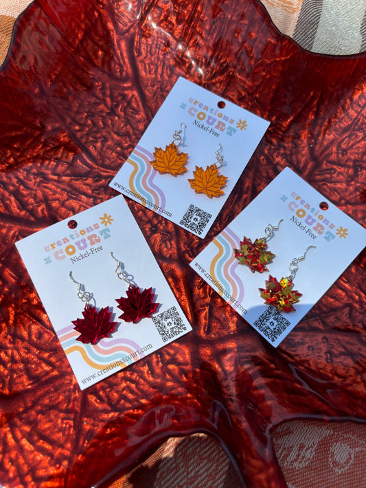 Maple Leaf Dangles and Studs