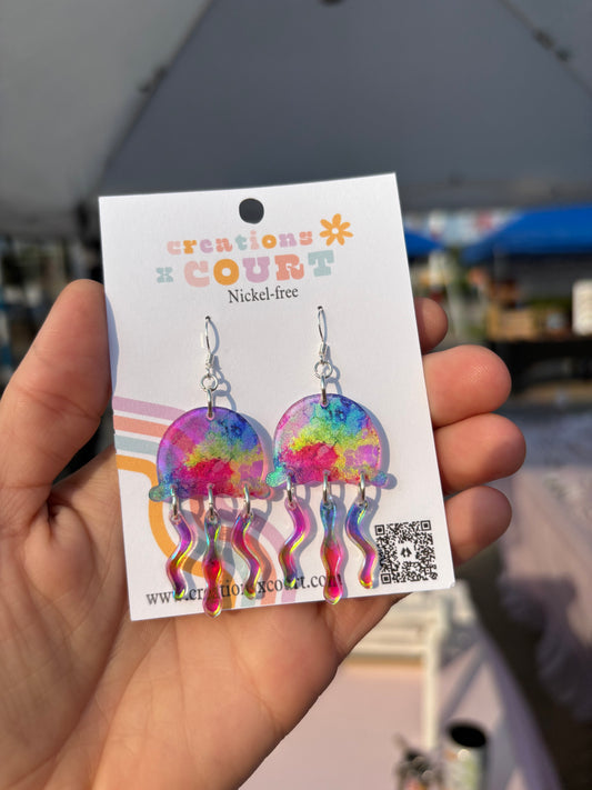 Iridescent Jellyfish Dangles and studs
