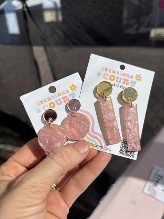 Pink Marble Glitter Dangles
