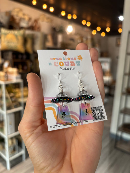 Iridescent UFO Dangles