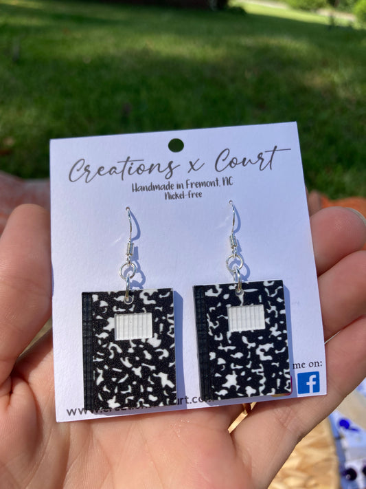 Composition Notebook Dangles and Studs