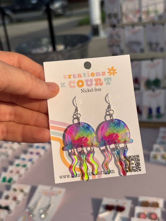 Iridescent Jellyfish Dangles and studs