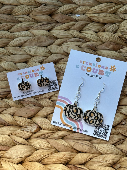 Cheetah Pumpkin Dangles and Studs