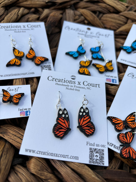 Iridescent Butterfly Dangles and Studs