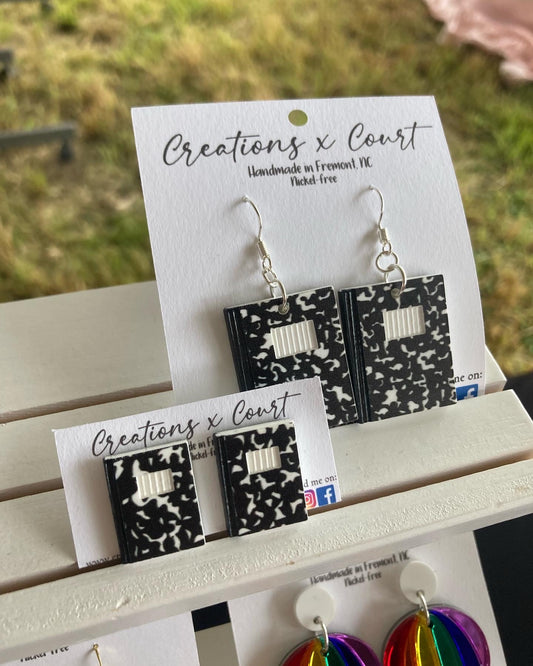 Composition Notebook Dangles and Studs