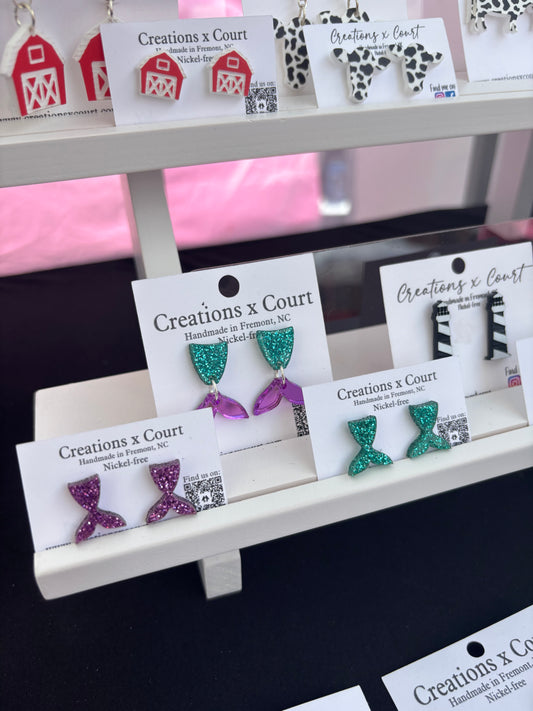 Mermaid Tail Dangles and Studs
