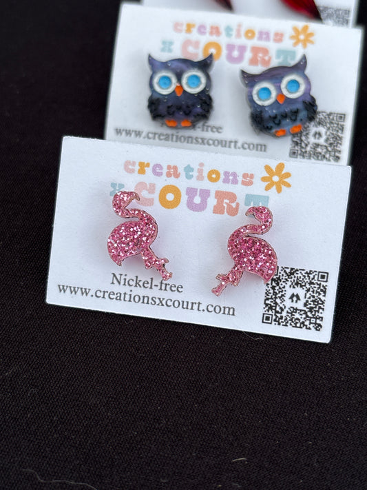 Flamingo Dangles and Studs