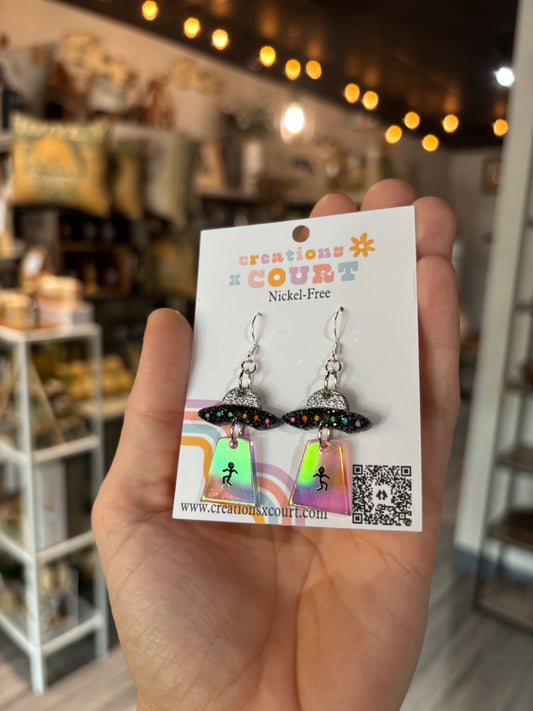Iridescent UFO Dangles