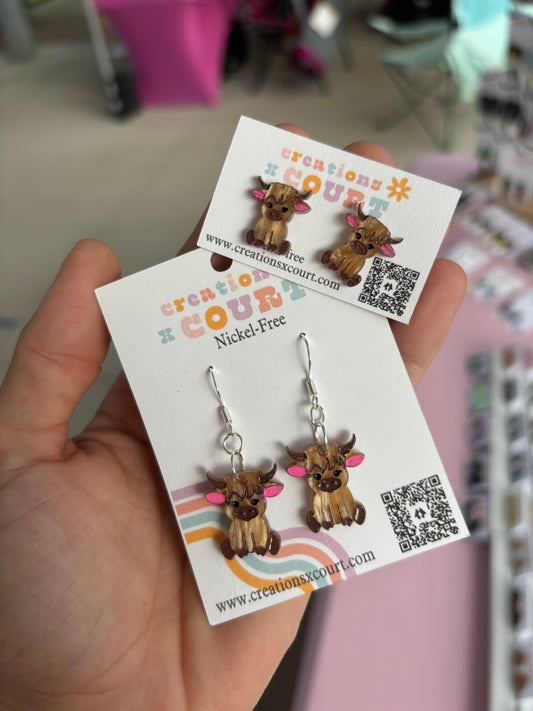 Highland Cow Dangles and Studs