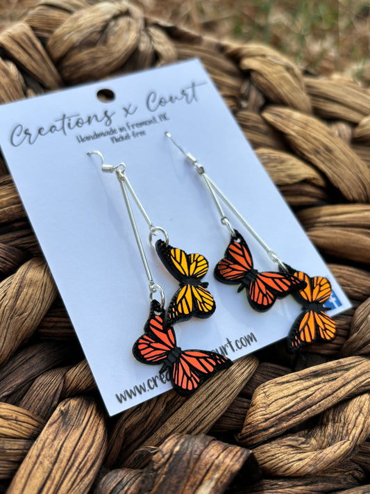 Iridescent Butterfly Dangles and Studs