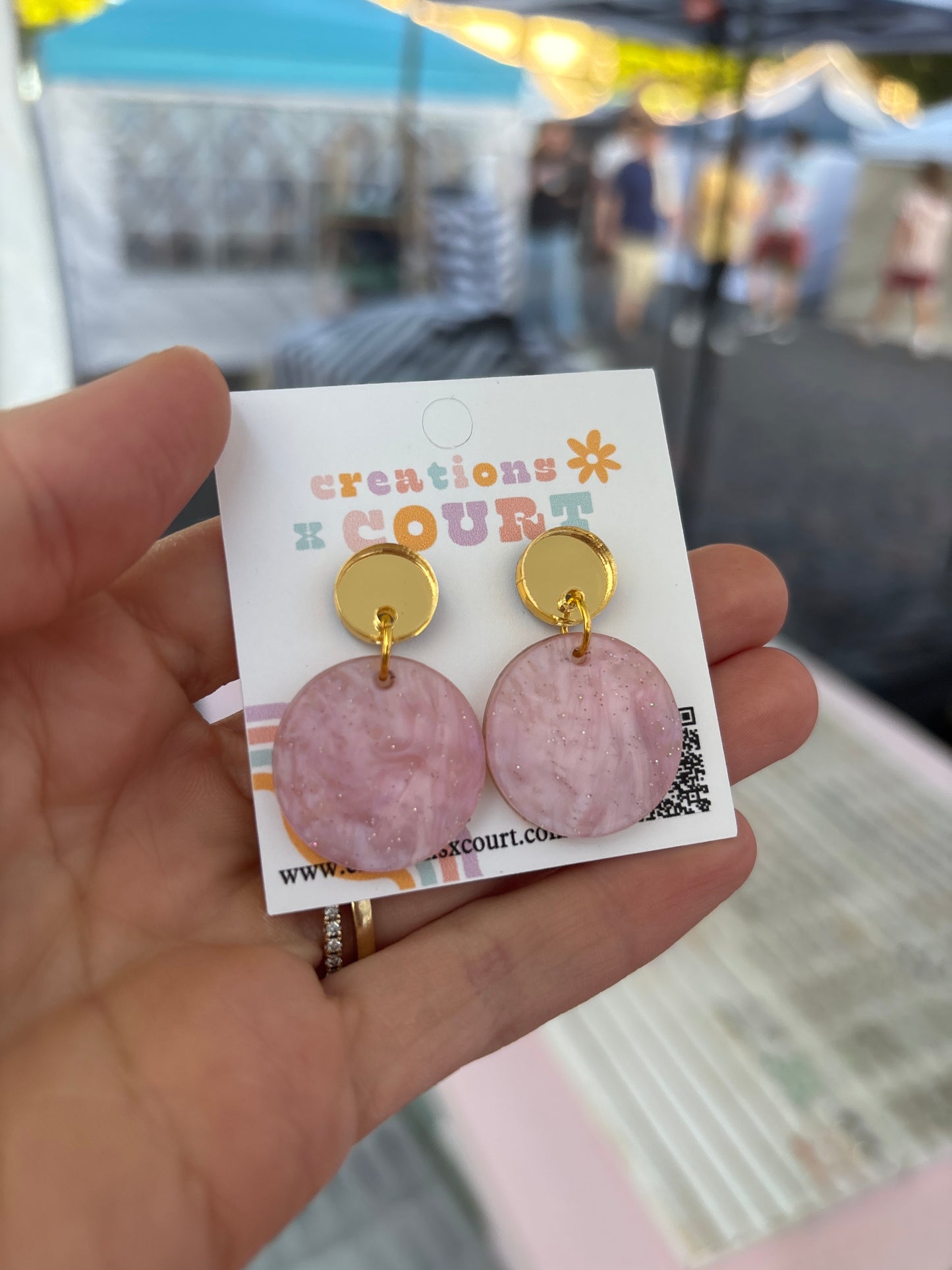 Pink Marble Glitter Dangles