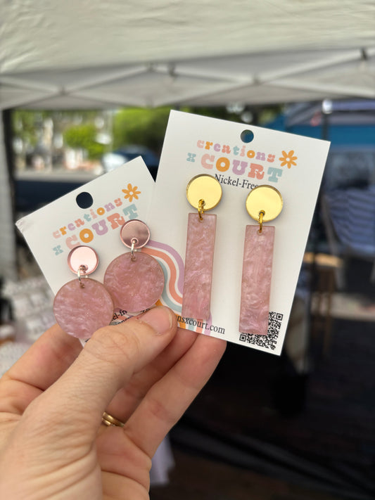 Pink Marble Glitter Dangles