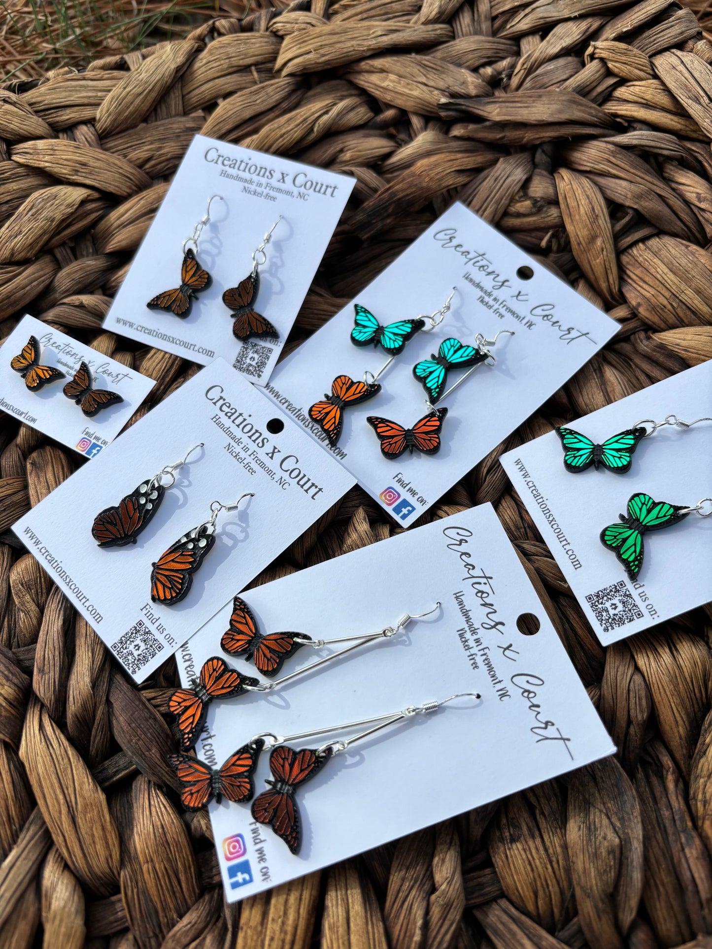 Iridescent Butterfly Dangles and Studs