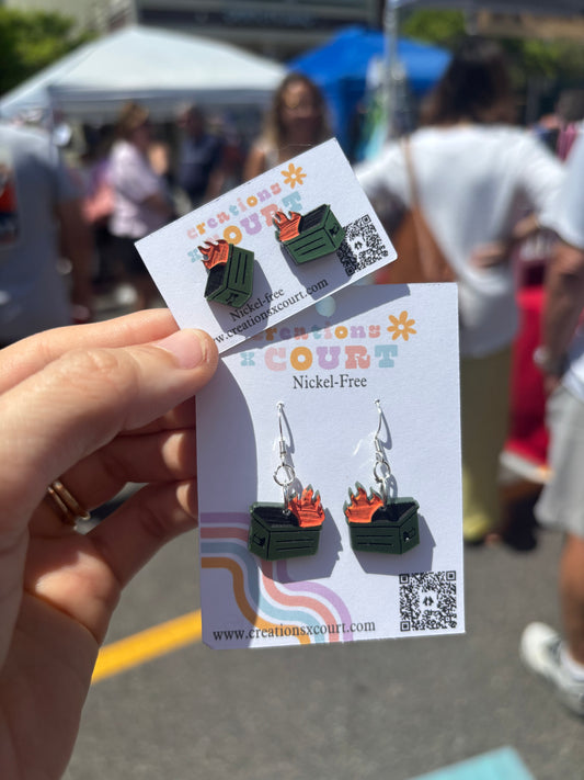 Dumpster Fire Dangles and Studs