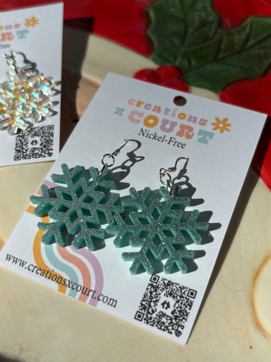 Snowflake dangles and studs