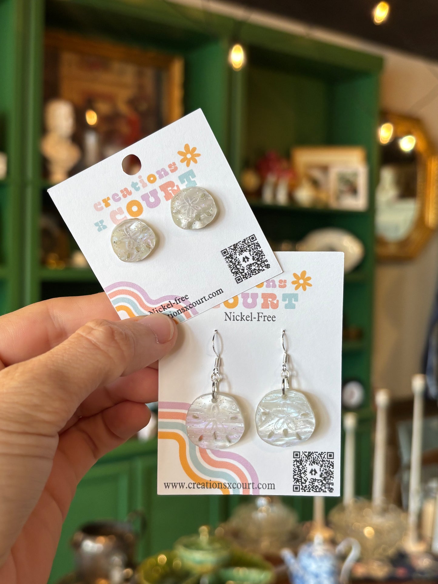 Sand Dollar Dangles and Studs