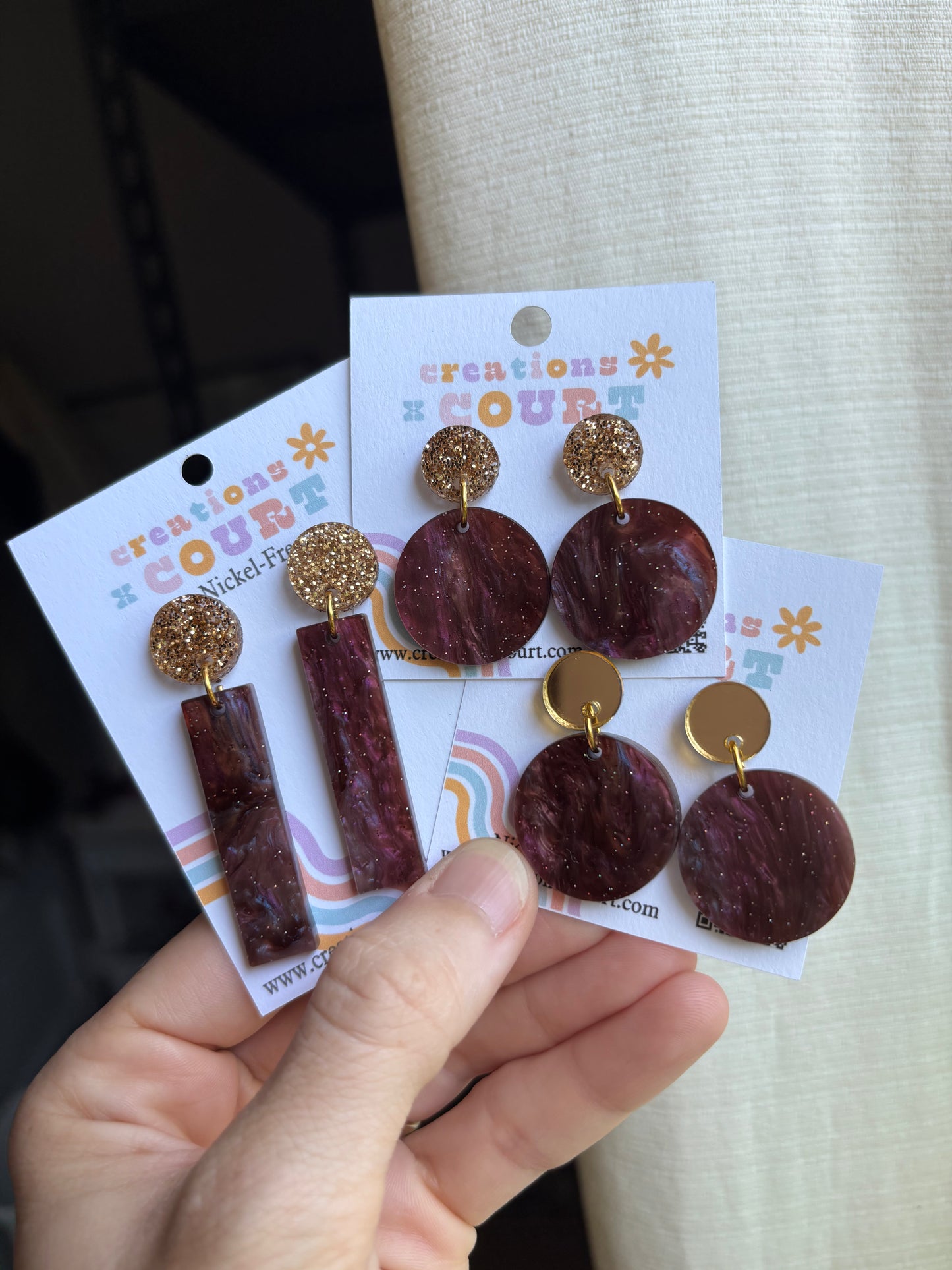 Copper Marble Glitter Dangles