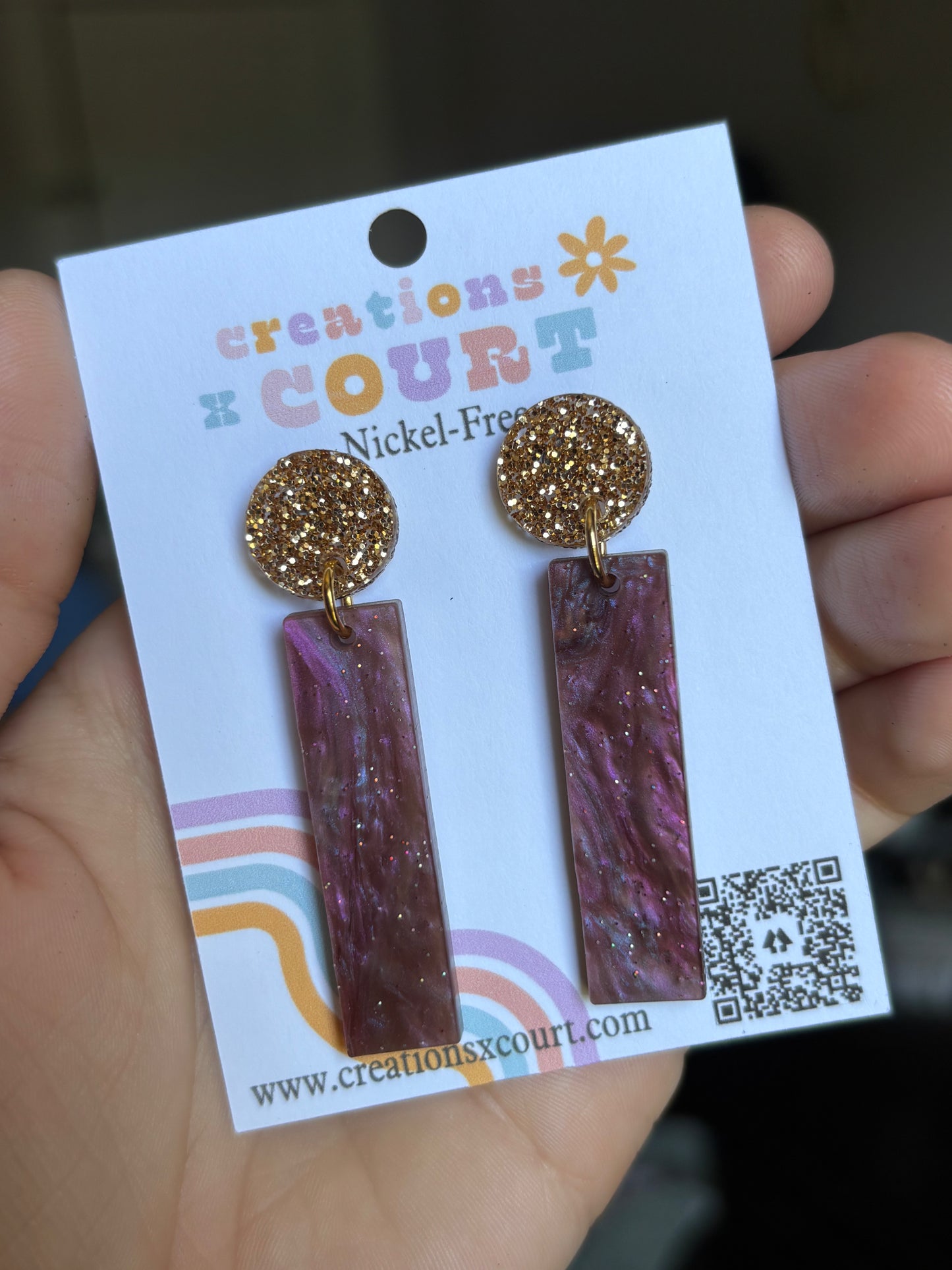 Copper Marble Glitter Dangles