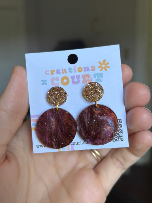 Copper Marble Glitter Dangles