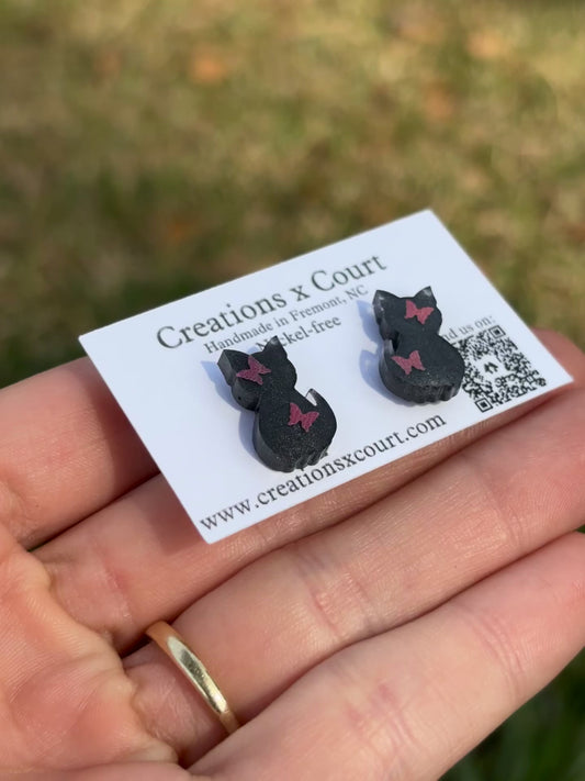 Butterfly Kiss Kitty Studs