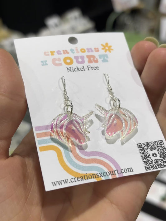 Iridescent Unicorn Dangles